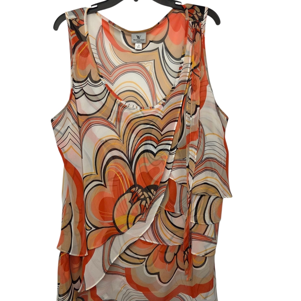 Chic Asymmetrical Orange Multicolor Blouse